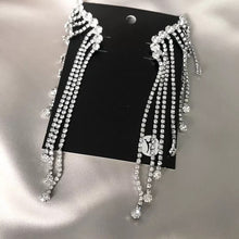 rhinestone crystal long drop dangler earrings with clasps top view