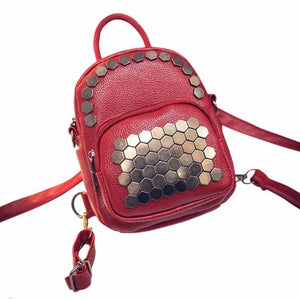 gunmetal studded mini red backpack edgability