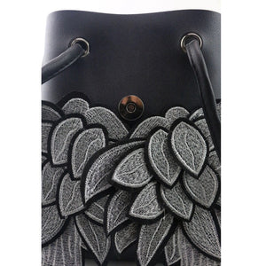 black bag mini backpack embroidered bag edgability front view
