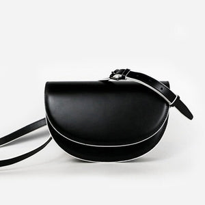 semi circle black and white sling bag edgability front view