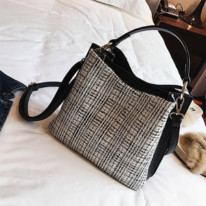 vintage tweed bucket bag edgability back view