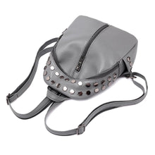 silver studded grey mini backpack edgability top view
