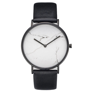 white marble print black strap watch edgability