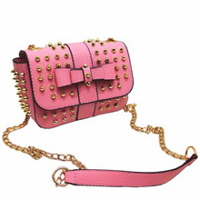 pink gold studded bag edgability angle view