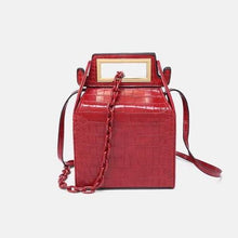 box bag snakeskin bag red bag bucket bag edgability front view