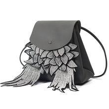 grey bag mini backpack embroidered bag edgability angle view