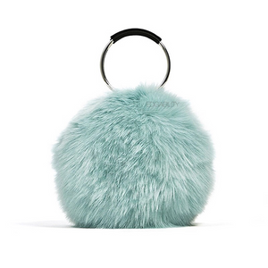 blue fur bag with hoop handles edgability