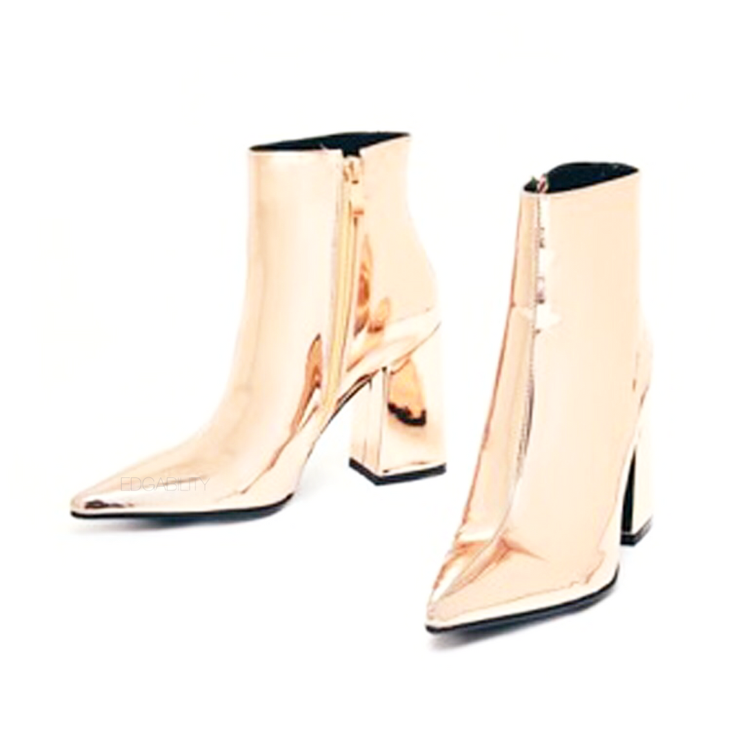 gold booties metallic boots ankle boots edgability