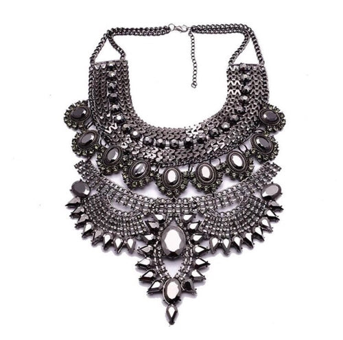 gunmetal layered statement necklace top view edgability