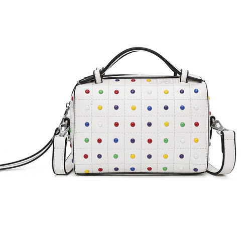 studded bag in white edgability