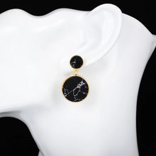 black marble print drop earrings size view edgability