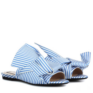 stripes blue flats with knots front view edgability