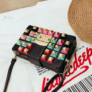 studded bag black bag trunk bag edgability top view