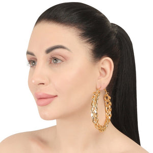 gold hoops metallic golden chains earrings edgability model view