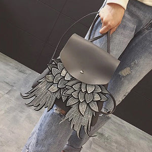 grey bag mini backpack embroidered bag edgability model view