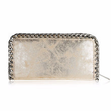 gold wallet metallic wallet with chain edgability