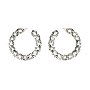 crystal studded diamond studs silver chains hoops edgability