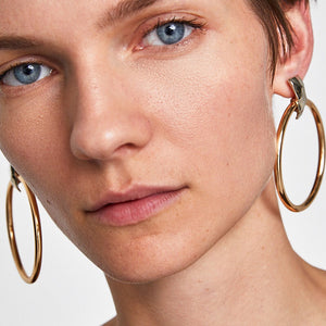 rose gold hoops statement earrings edgability model view