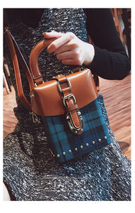 plaid studded bag box bag edgability model view