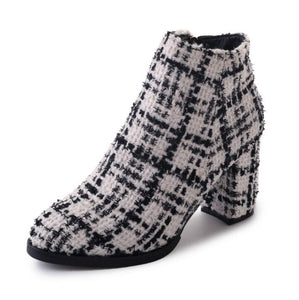 white and black boots tweed boots ankle boots edgability