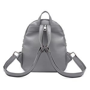 silver studded grey mini backpack edgability back view