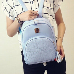 croc embossed blue mini backpack edgability