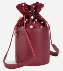 pearl studded bucket bag edgability front view