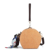 rattan bag box bag round bag wristlet with scarf edgability front view