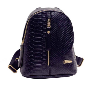 black mini backpack croc skin bag edgability front view