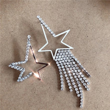 silver diamond rhinestones studded star earrings edgability aerial view