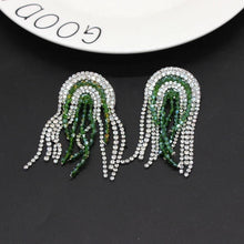 emerald green silver crystals statement earrings edgability top view