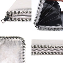silver wallet metallic wallet with chain edgability detail view