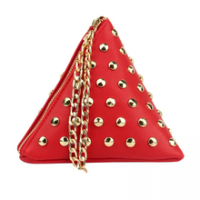 red triangle bag studded bag edgability