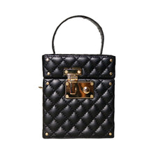 quilted black box bag with top handle edgability front view