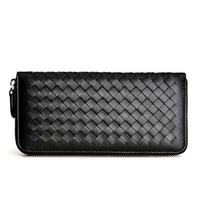 black wallet basket weave trendy wallet edgability front view