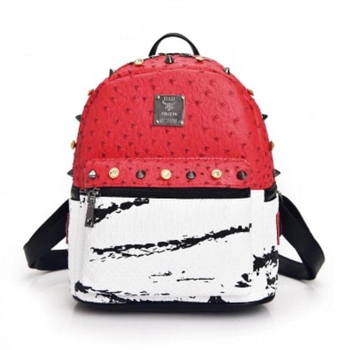 marble red backpack studded bag edgability