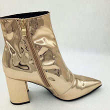gold booties metallic boots ankle boots edgability side view