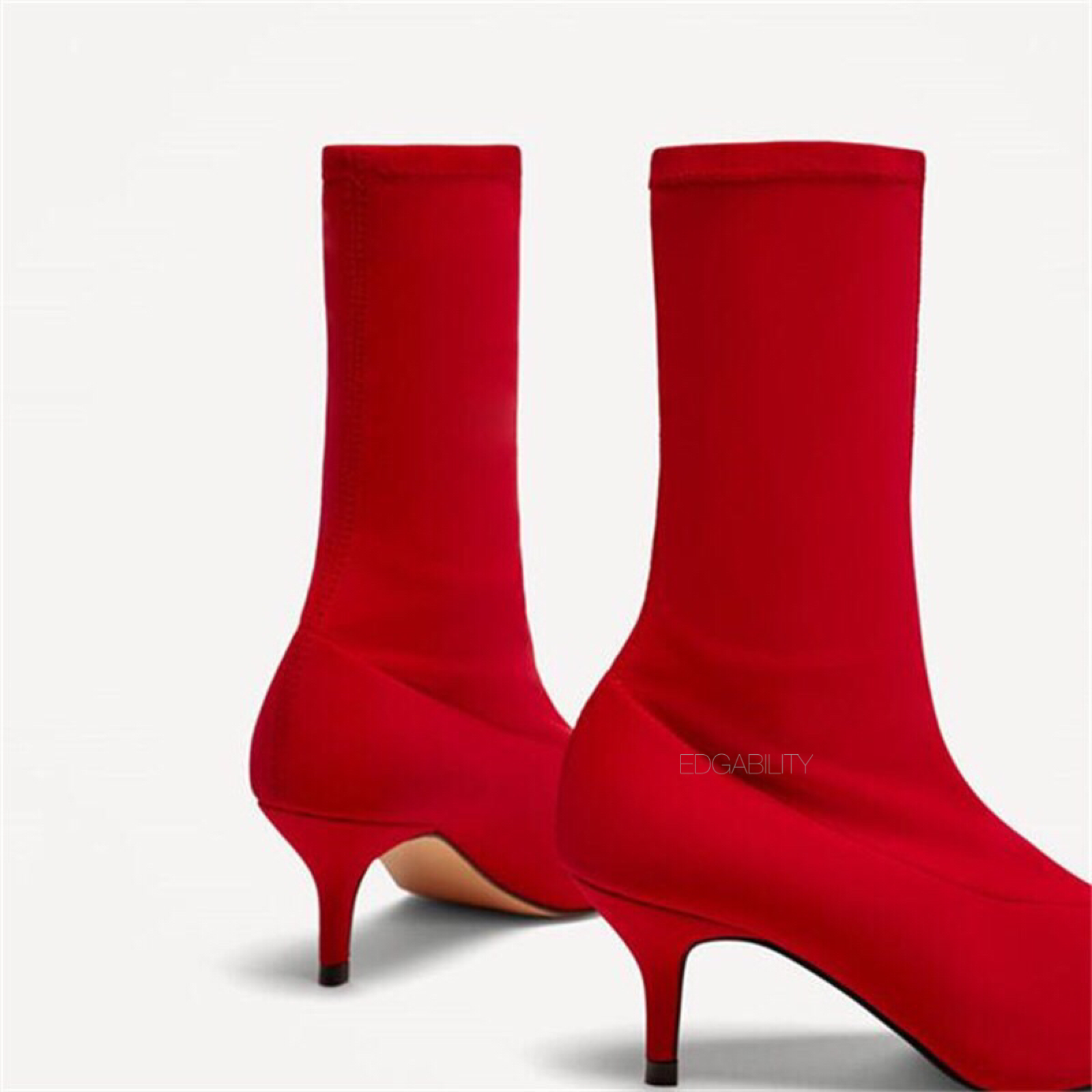 Amazon.com | SCHUTZ Maria Red Suede Pointed Toe Low Kitten Heel Dress Dress Boot  Booties (Scarlet, 5) | Mid-Calf