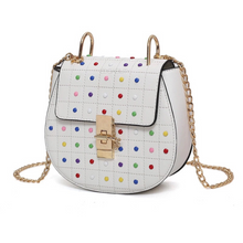 multicoloured studded bag classy bag edgability angle view