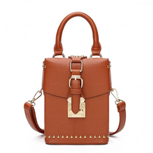 brown box bag with buckle egdability