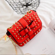 studded bag party bag red bag edgability top view