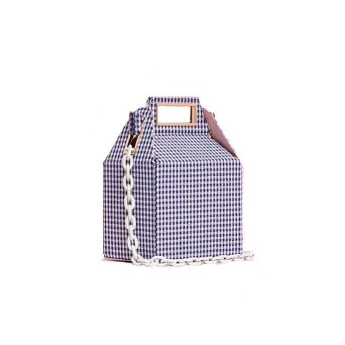 box bag checkered bag sling bag blue bag edgability
