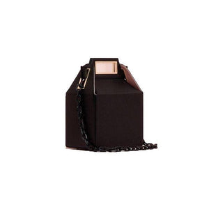 black bag box bag sling bag with chain edgability
