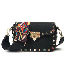 black bag studded bag printed strap edgability