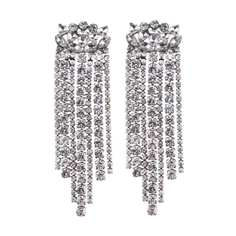 edgy classy silver crystal dangler earrings edgability