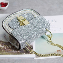 party silver sparkle handbag top view edgability