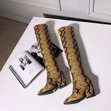 tan brown knee high snakeskin boots edgability top view