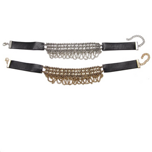 leather silver choker ethnic edgability top view