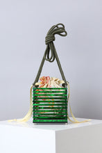 travel acrylic green bucket box bag edgability front view