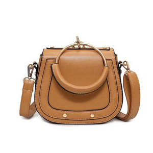 tan studded bag with hoop edgability